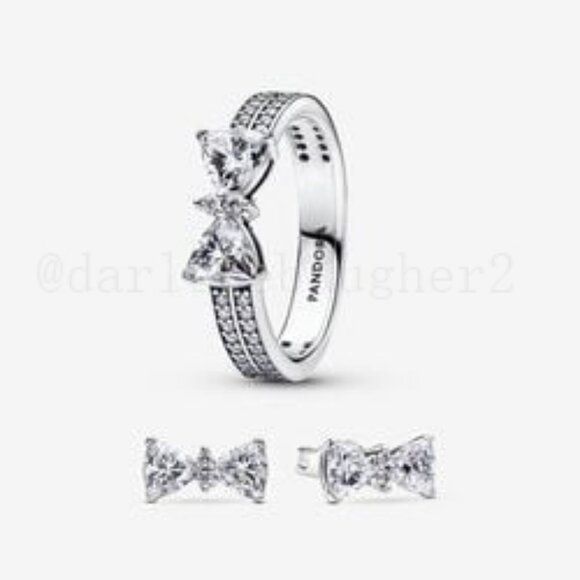 Pandora Sparkling Bow Double Ring - Picture 2 of 2